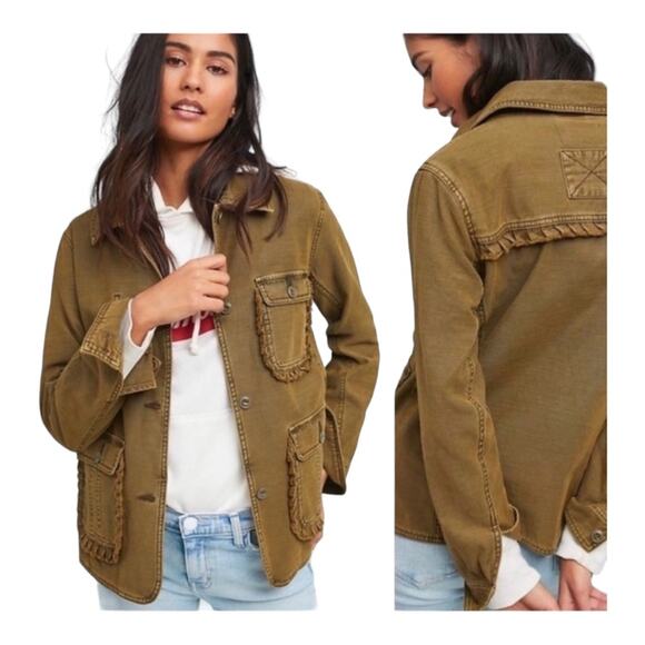 Anthropologie Ruffled Utility Jacket - Picture 1 of 6